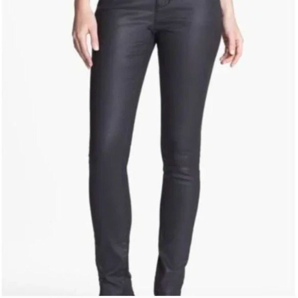 Slim Coated Skinny Women's Pants in Black